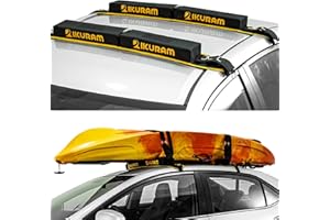 IKURAM R IKURAM Surfboard Car Roof Rack Pads, Universal Soft Roof Rack Carrier for Kayak Paddle Board SUP Canoe Ladder with 6 Heavy Duty Tie-Down Straps, Storage Bag