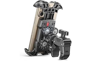 WOCBUY Bike Phone Mount, [Vibration Damper] [Tool-Free] Motorcycle Phone Mount, [Silicone Cushion] Phone Holder for Bike Hand