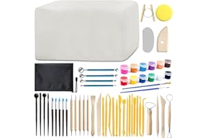 Natural Air-Dry Clay, Pottery Clay10LBs with 43 Pcs Pottery Tools Clay Sculpting Tool Set, 12-Color Paiints and 2 Brushes, Al