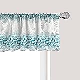 Ambesonne Turquoise Window Valance, Abstract Floral