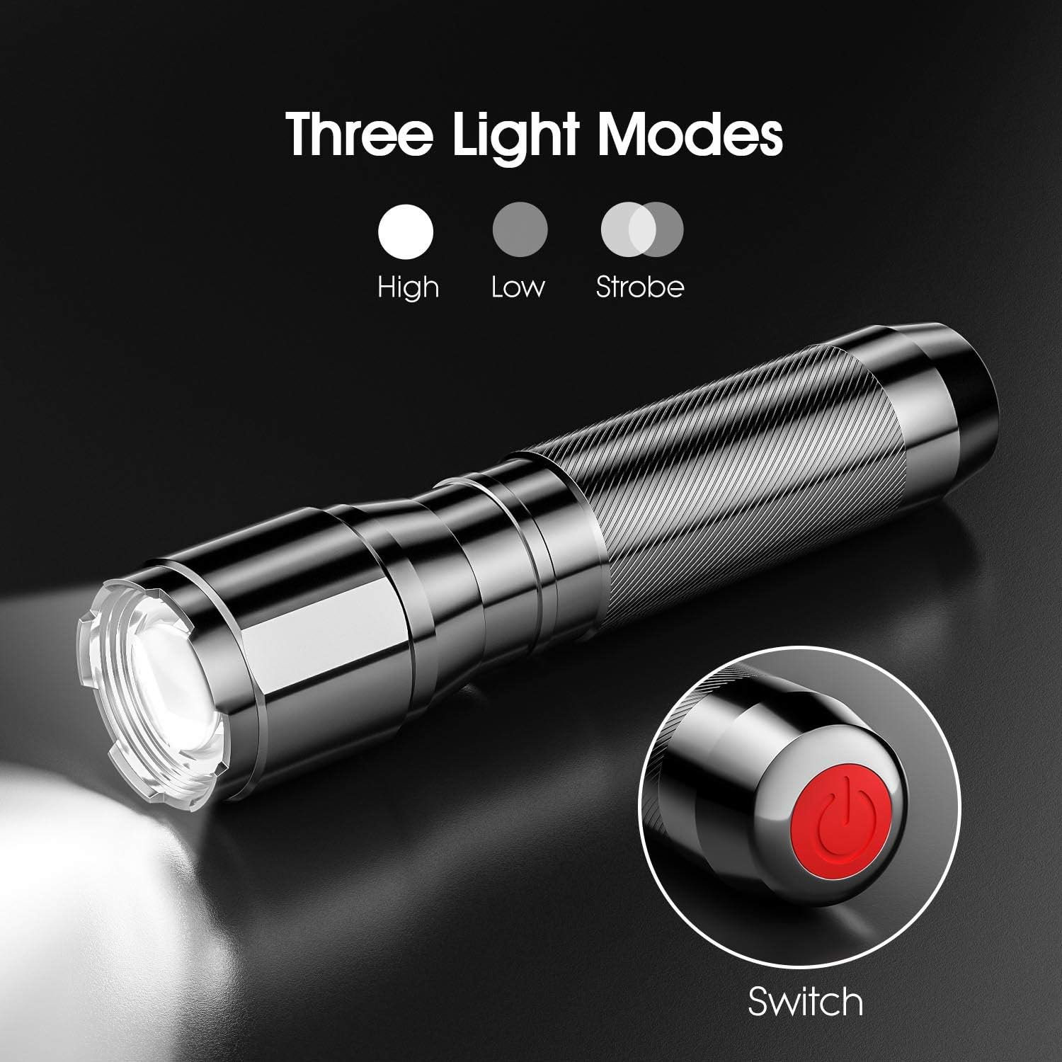 LETMY High-Powered LED Flashlight S2000, Upgraded Brightest High Lumen Flashlights with 3 Modes, Zoomable, Water Resistant for Gift, Camping, Outdoor, Emergency - - 