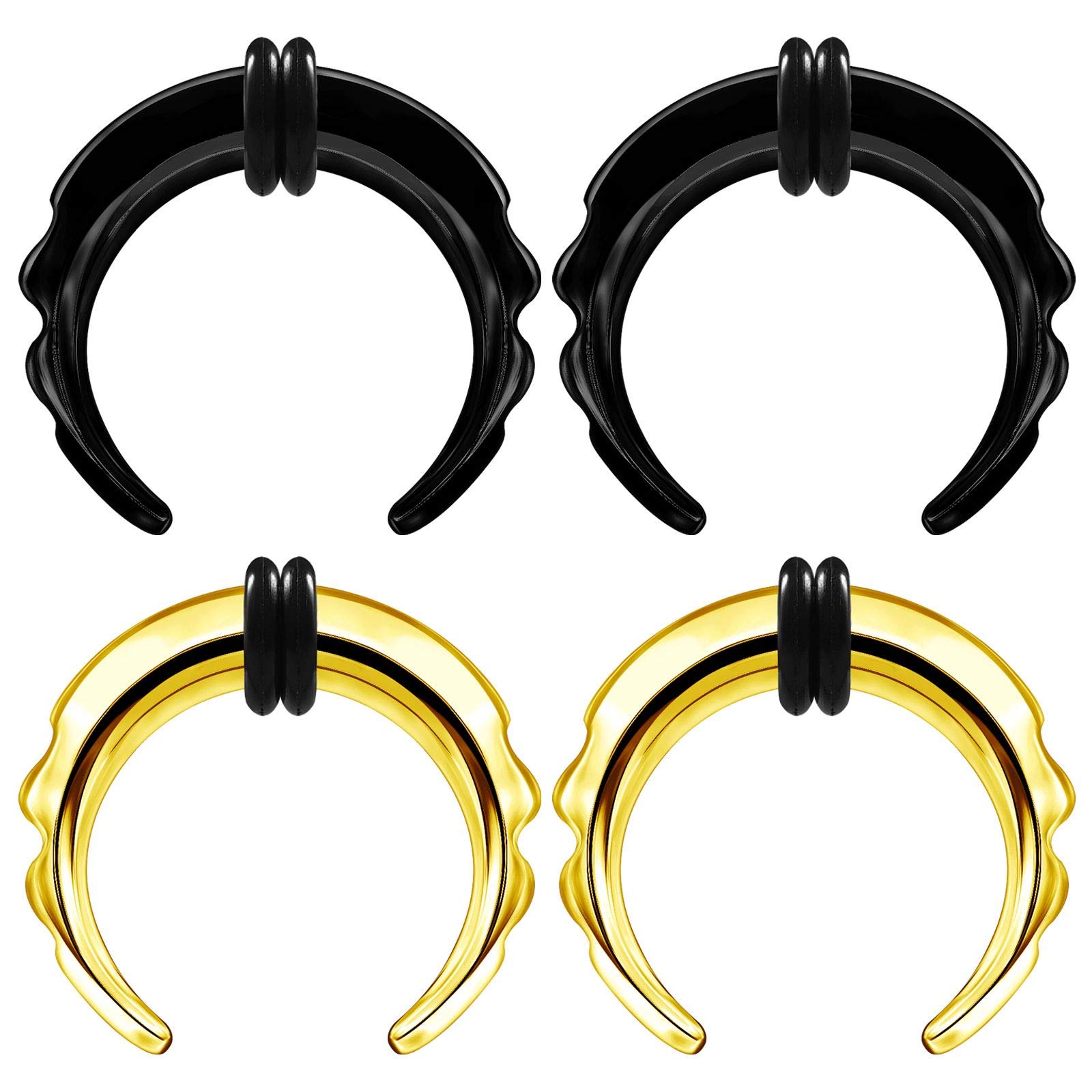 4PCS Black Anodized 8g 3mm Thickness width 00g 10mm Flesh Pincher Black O-Ring Gauge Ear Lobe Plug Piercing Jewellery 4157