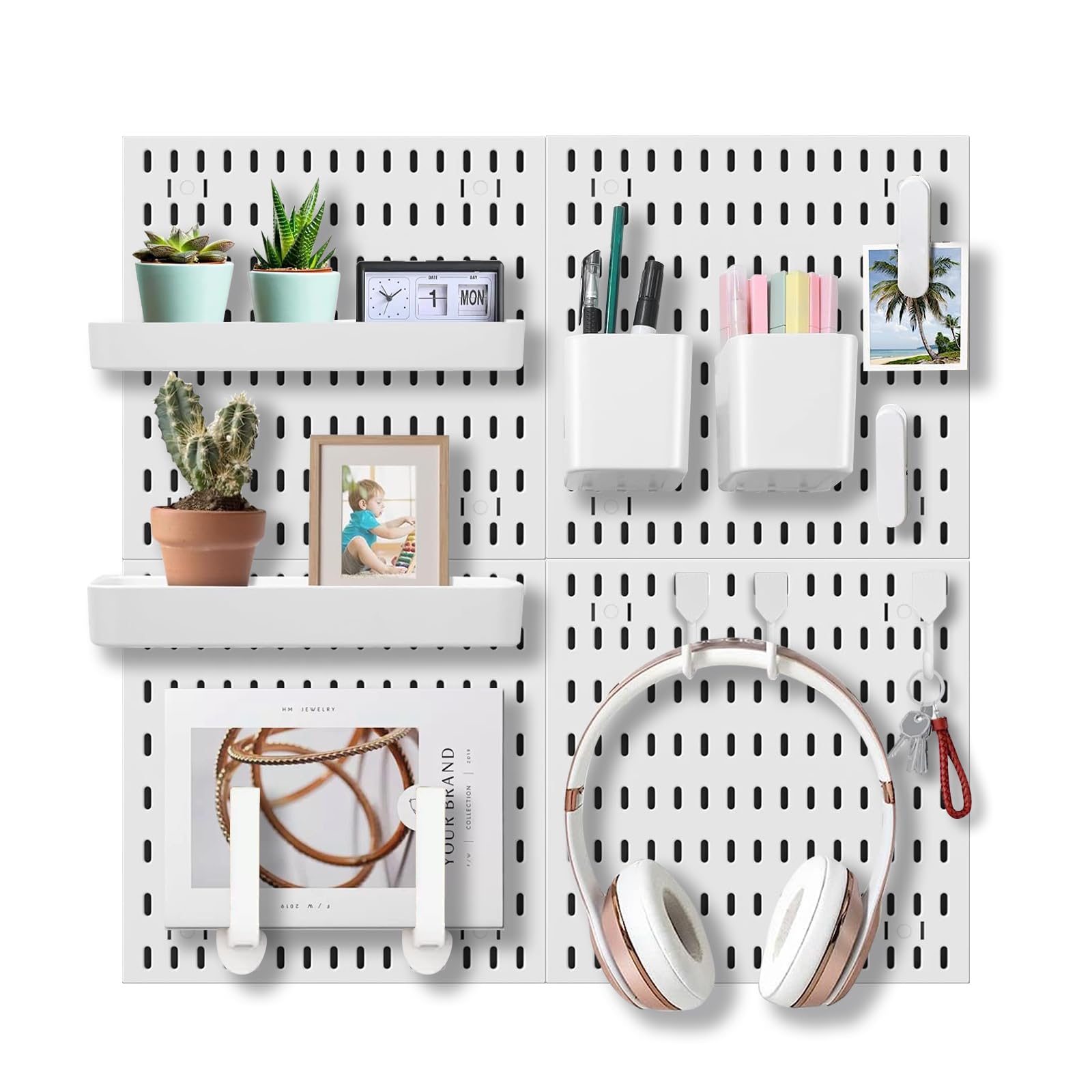 Photo 1 of EVDBOBO Wall Organizer Peg Board - Elevate And Declutter Your Gaming And Office - Create A Perfectly Structured Space(White)