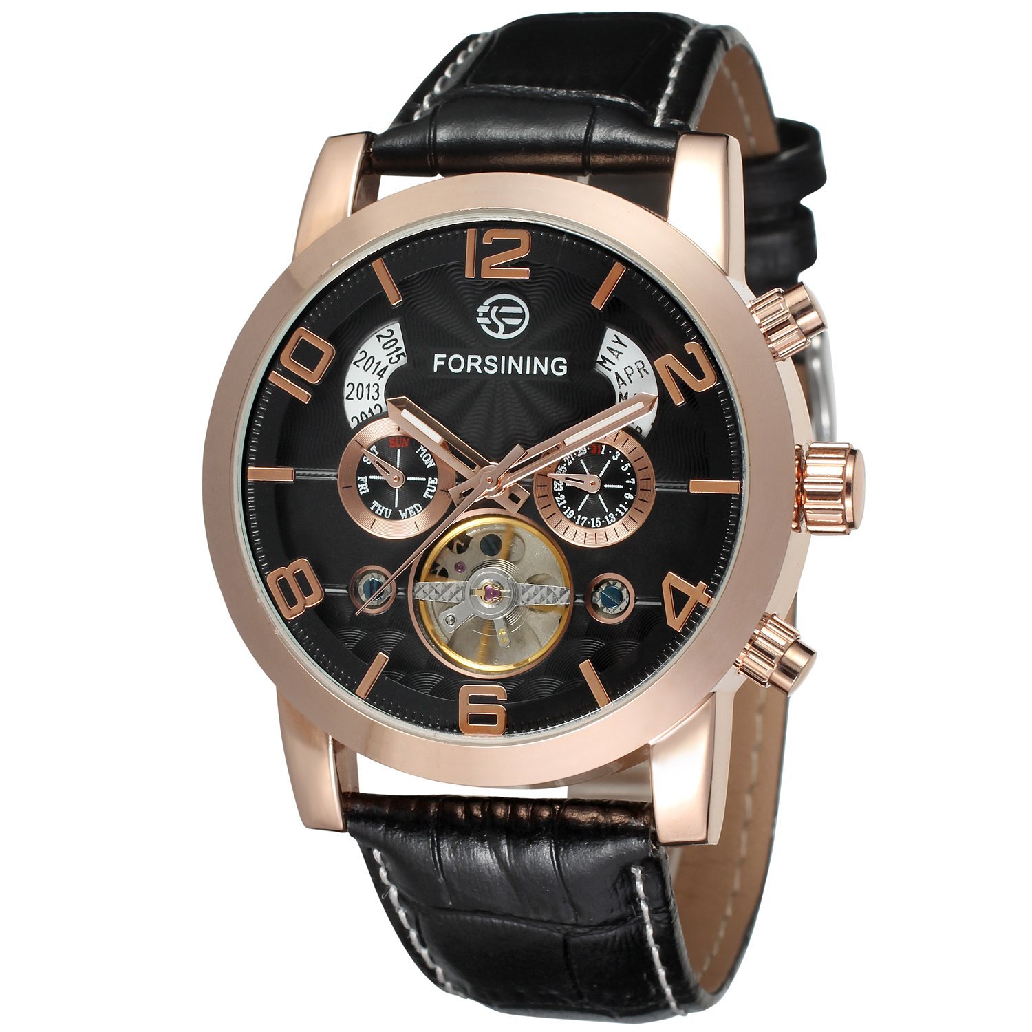 Forsining Men's Automatic Tourbillon Genuine Leather Brand Calendar Wrist Watch FSG165M3G2