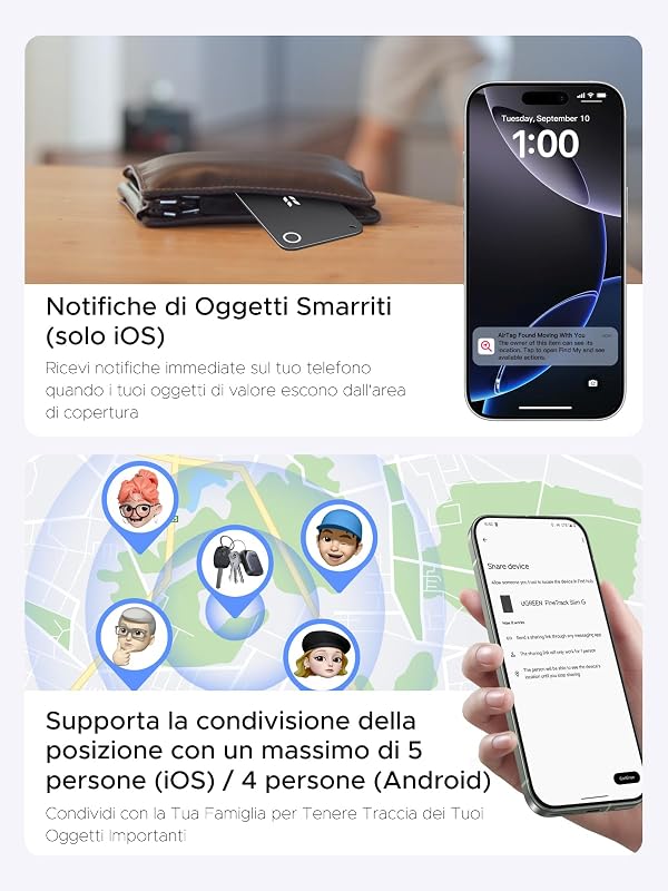 FineTrack Slim Duo 2 Supporto iOS Find My o Android Find Hub 1.9MM