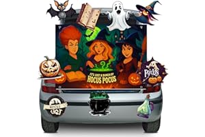 RMBHM Halloween Trunk or Treat Decorations Kit for SUV, Archway Garage Door Decor, Hocus Pocus Banner, Witches Pot Spellbook Backdrop, Car Exterior (10Pcs)