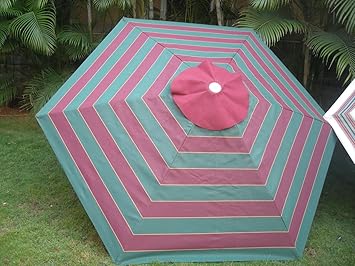 Patio Umbrella (Hex Umbrella Acrylic Fabric - Maroon & Green)