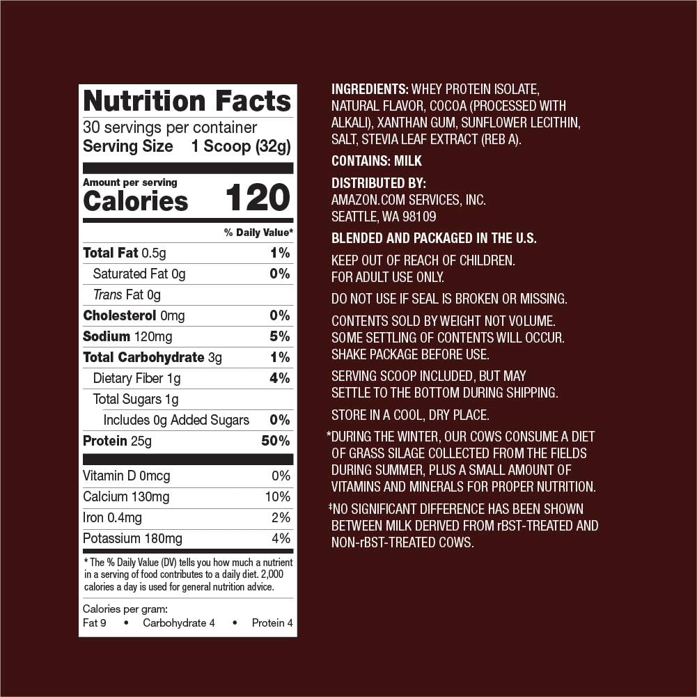  Elements Grass-Fed 100% Whey Protein Isolate Powder, Natural Chocolate, 2.11 lbs (30 Servings) (Packaging may vary): Health & Personal Care