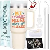 LiqCool Aunt Gifts from Niece, 40 Oz Aunt Tumbler - My Favorite Niece Gave Me This Cup, Best Aunt Christmas Gifts, Unique Gifts for Aunt Birthday Thanksgiving Christmas Mothers Day(Cream)