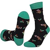 Ainuno Mens Christmas Socks Size 9-15,Cotton Crew Socks Funny Holiday Socks Xmas Dress Socks