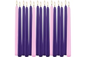 WPONSZU 16 Pack Advent Taper Candles Premium Hand Dipped 10in Unscented Christmas Taper Candles - Ideal for Seasonal Celebrations, Holidays, Church, Celebration, Party