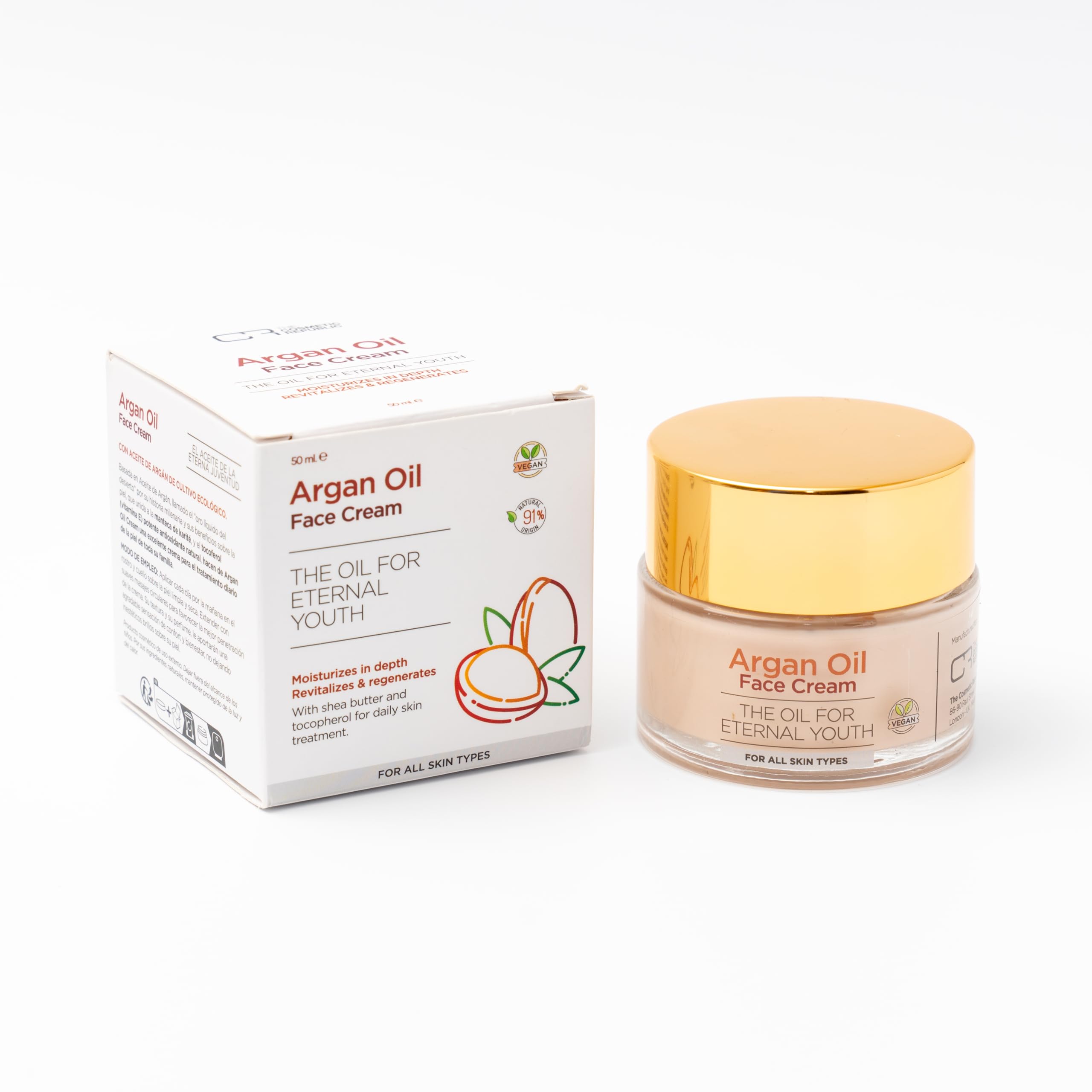 The Cosmetic Republic Argan Oil Face Cream - Hydrating Skin Moisturizer for All Skin Types, Organic, Natural, Plant-Based