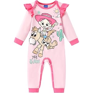 Disney Stitch Princess Minnie Winnie Marvel Baby Girls Ruffle Long Sleeve Romper Footie Outfit for Newborn to Toddler