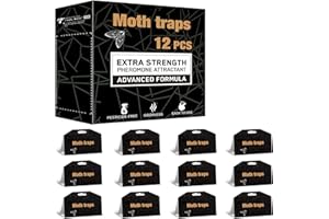 PIMAG Upgraded Moth Traps, 12Pack Double Potent Pantry & Clothes Traps with Pheromones Prime, No Toxic & Odorless Meal Moth Trap, Organic Sticky Moths Balls Repellent with Lure for Closet, Kitchens