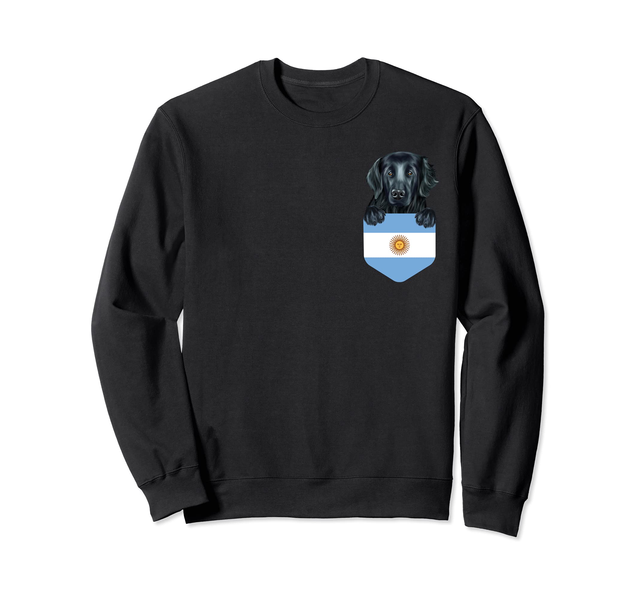 Argentina Flag Flat-Coated Retriever Dog In Pocket Sweatshirt