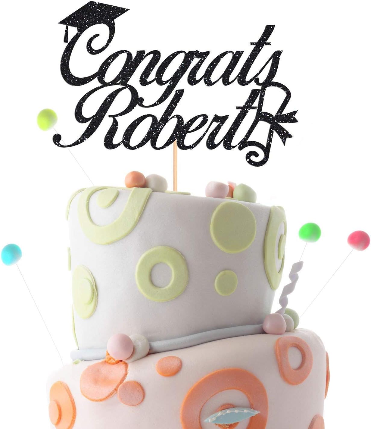 Personalised Graduation 2019 cake topper. Congrats name cake topper with cap and scroll. Class of 2019. Graduation party decor.