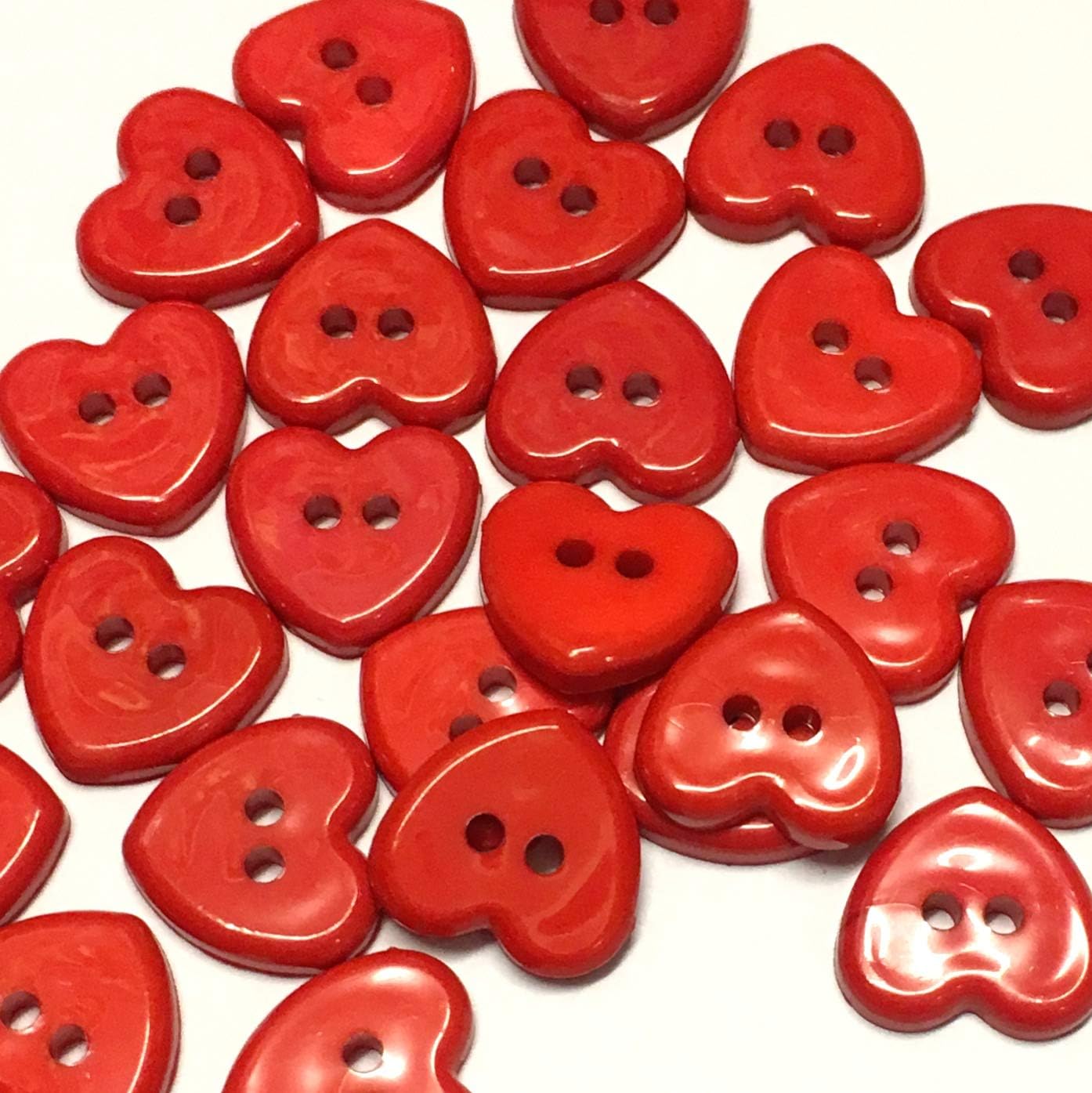 10 x 14mm red Heart Shaped Buttons with Two Holes Amazon.co.uk