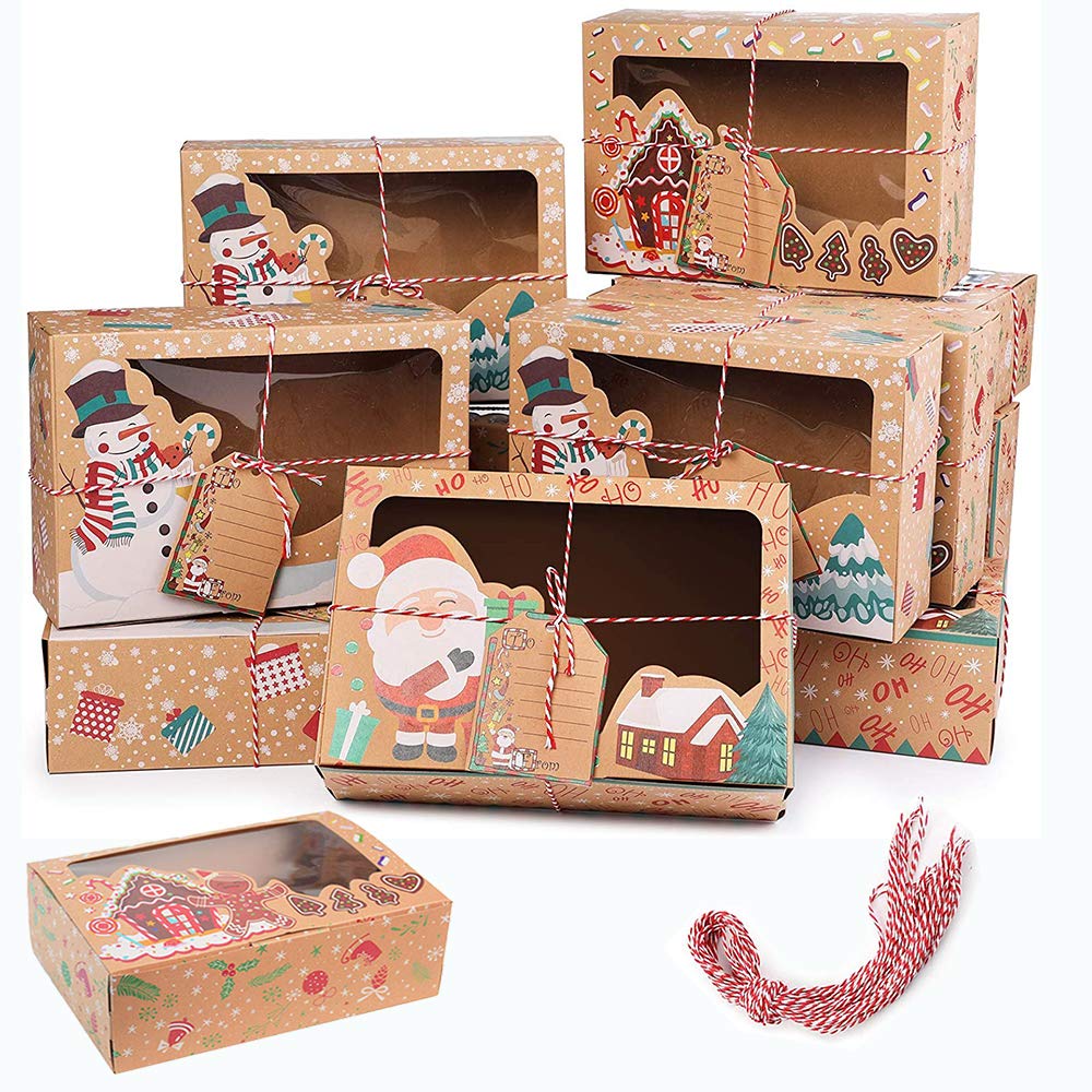 OTMVicor Vicor Christmas Cookie Boxes,6PCS Christmas Cupcake boxes,Bakery Boxes for Holiday Xmas Party gifts