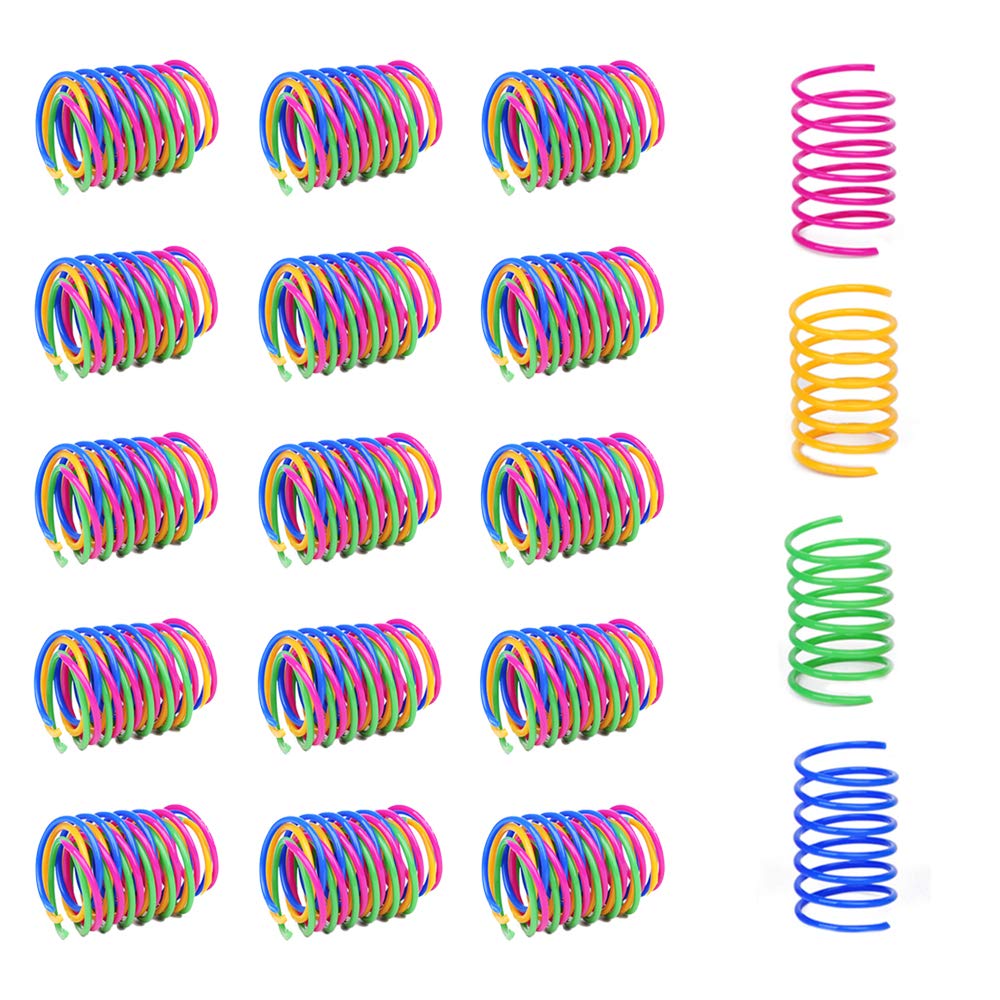 Andiker Cat Spring Toy - 60pcs Colorful Spiral Springs, Creative and Interactive Durable Heavy Plastic Toys for Indoor Cats