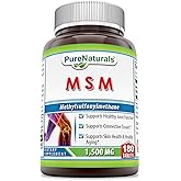 Pure Naturals MSM (Methylsulphonylmethane) Supplement | 1500 Mg Per Serving | 180 Tablets | Non-GMO | Gluten-Free | Made in USA