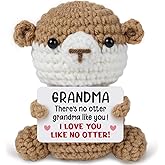 Sayregifty Grandma Gifts, Handmade Crochet Otter Stuffers, Unique Mothers Day Christmas Birthday Gifts for Grandma from Grandkids, Cute Grandmother Granny Nana Nanny Otter Gift Decor