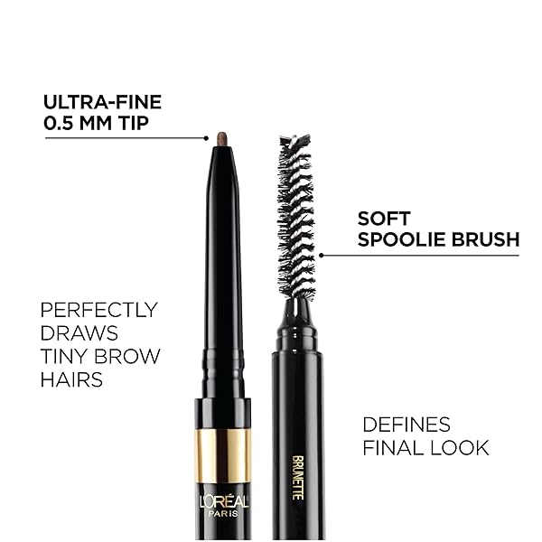 L’OREAL PARIS MAKEUP BROW STYLIST DEFINER WATERPROOF EYEBROW PENCIL, ULTRA-FINE MECHANICAL PENCIL, DRAWS TINY BROW HAIRS AND FILLS IN SPARSE AREAS AND GAPS, AUBURN, 0.003 OZ