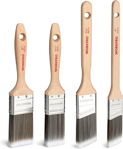 WORKPRO 4 Pcs Professional Paint Brush Set 25 38 50 mm PBT Handles Wood