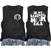 Baseball Mom Tank Tops Women in My Baseball Mom Era Shirt Baseball Mama Tops Mother's Day Tees Game Day Tank Shirt
