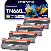 InkNI Compatible TN660 Toner Cartridge Replacement for Brother TN660 TN630 High Yield Compatible for Brother HL-L2300D DCP L2540DW HL L2320D HL L2360DW HL L2380DW MFC L2700DW Printer (Black, 4-Pack)