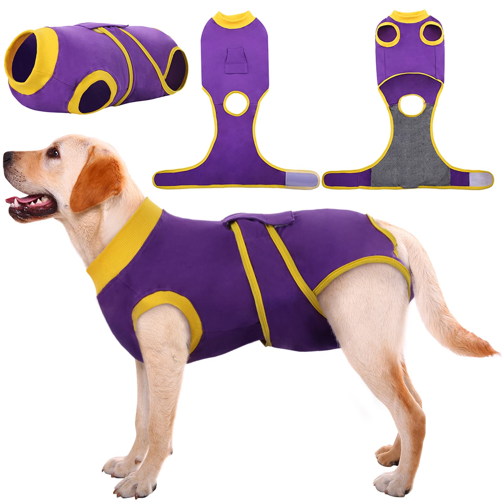 Kuoser Dog Surgery Recovery Suit, Dogs Recovery Suits Female Spay and Male Neuter for Post-Op Care, Soft Dog Onesie Surgery Cone alternative Prevent Licking, Purple XXL — image 1