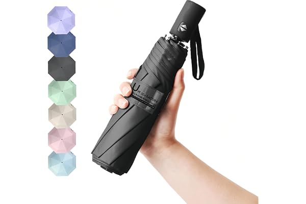 BAODINI Small UV Protection Travel Umbrella Compact for Rain and Sun UPF 50+ Windproof Portable 42 inch Umbrella for Women an