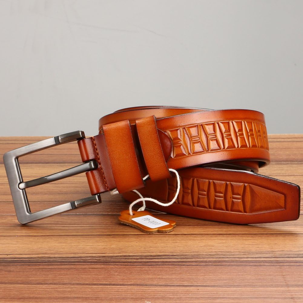 Fashion Mens Leather Belts Retro Orange Belt Belts Men