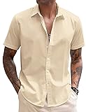 COOFANDY Men's Linen Solid Wedding Short Sleeve