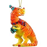FaCraft Dinosaur Christmas Ornament - 2025 Kids Resin 3D Dinosaur Ornaments for Christmas Tree Decorations Cartoon Pendant Dino Figures Hanging Gift for Boys Girls Xmas Gift for Dinosaurs Lovers
