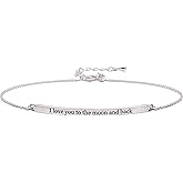 ALOV Jewelry Sterling Silver I love you to the moon and back Chain Bracelet
