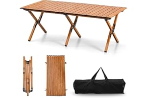 Roll-Up Camping Table Aluminum Low Folding Table for Outdoor Picnic BBQ Backyard Beach Easy Carrying in Bag-4FT