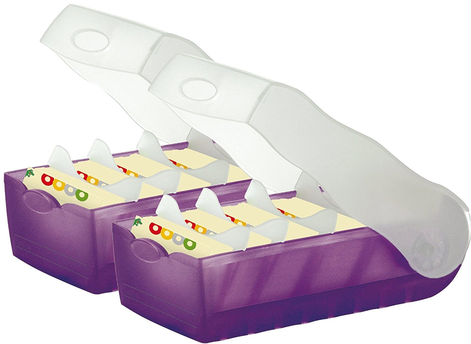 Han Croco Index Card Box DIN A8 Landscape, With 100 Cards with 5 Support Plates, 2er Set | transluzent lila, 1 — image 1