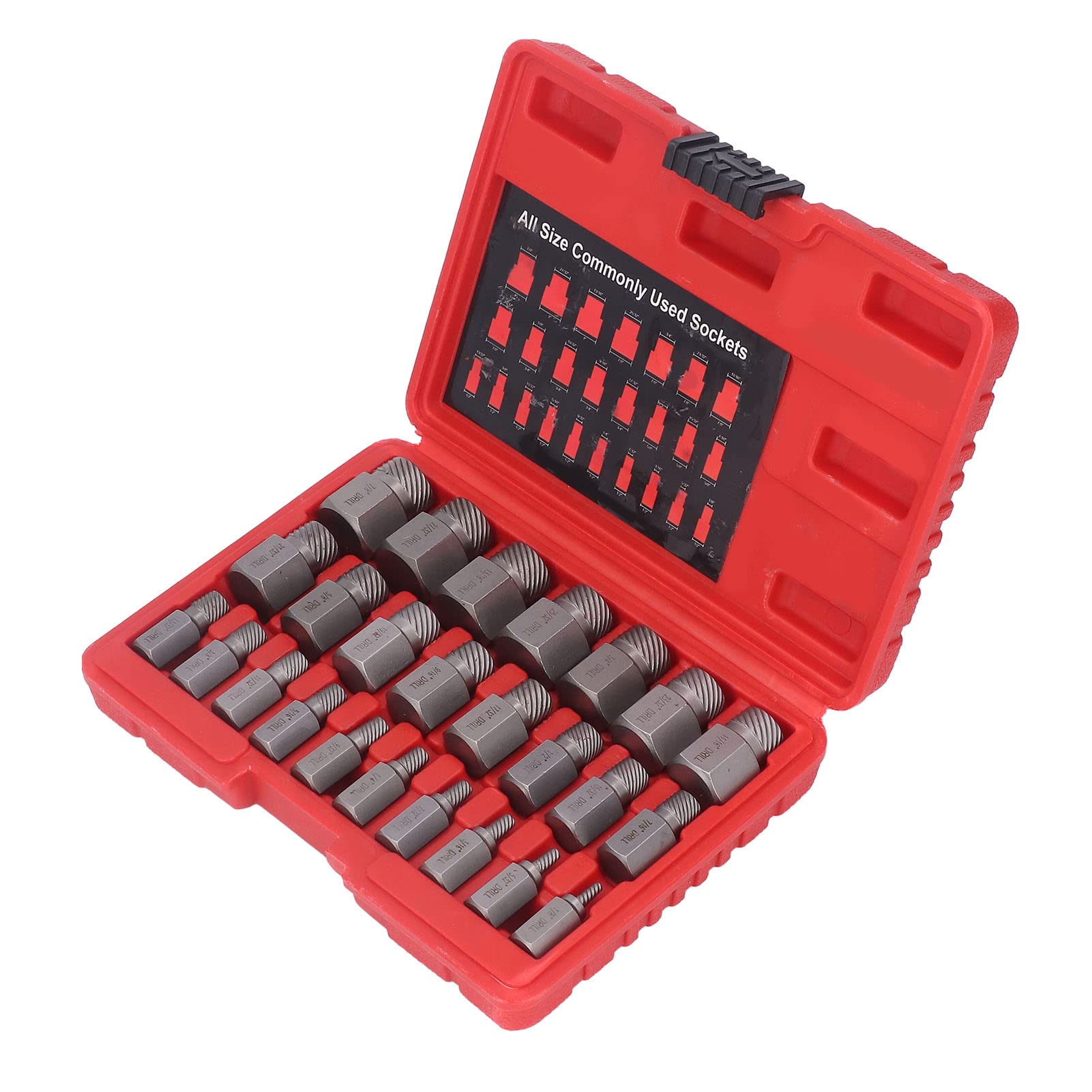 Damaged Screw Extractor Kit, High Hardness Hex Head Molybdenum Steel Robust Left Spiral 25PCS Screw Removal Tool for Bolt