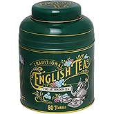 New English Teas Vintage Victorian Bottle Green Tea Caddy with 80 Teabags – English Afternoon Tea Blend in Tin with Forget-Me
