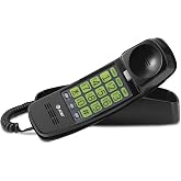 AT&amp;T Trimline Corded Phone, No AC Power Needed, Extra Large Buttons, Visual Ringer, Lighted Keypad, 10-Number Speed Dial, Wall Mountable, Black | 213-11