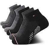 Tommy Hilfiger Mens Quarter Socks - 6 Pack Soft Cushioned Athletic Performance Ankle Socks for Men with Arch Support