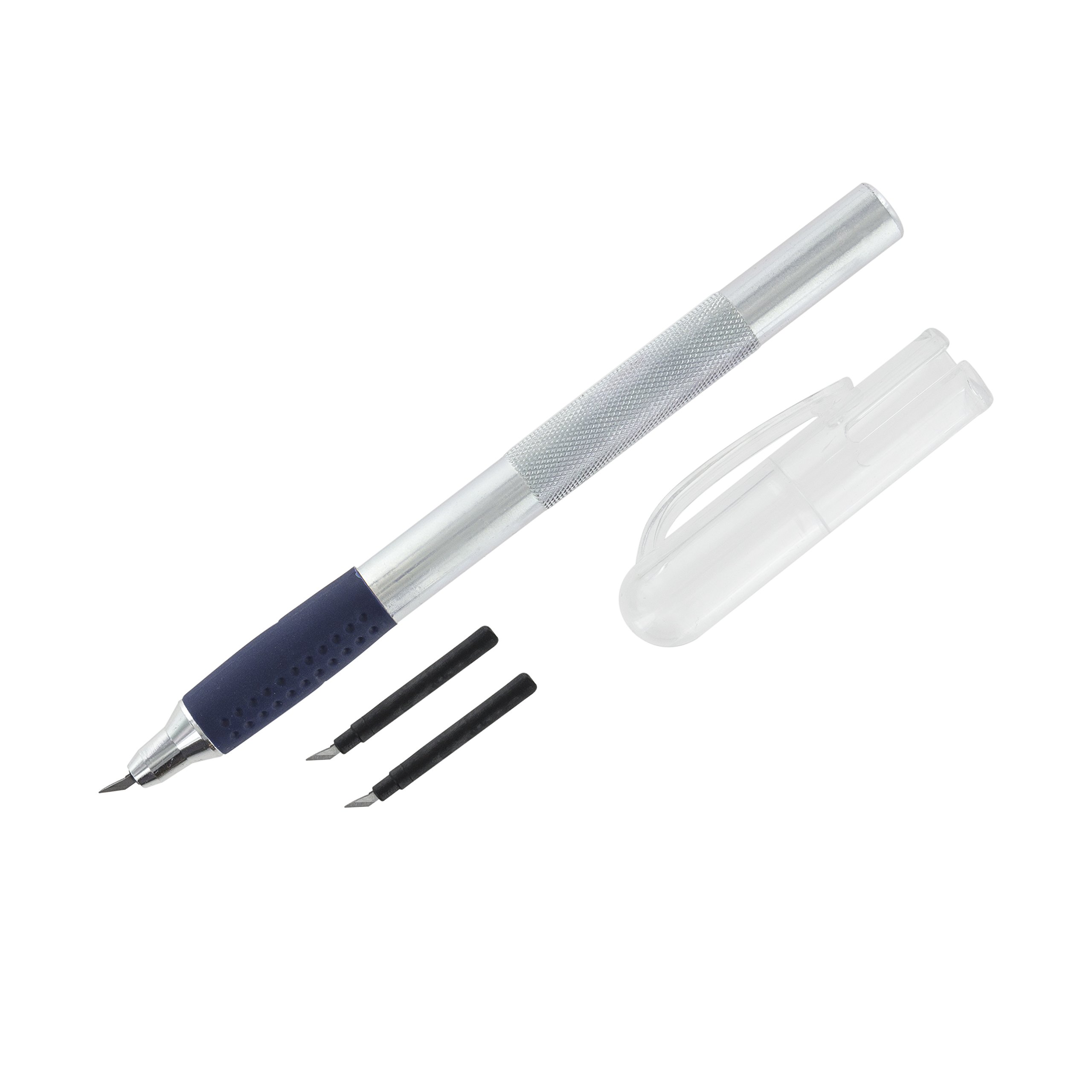 Modelcraft Swivel Craft Knife - Pen Style 360° Cutter with 2 Spare Blades,Silver,15cm