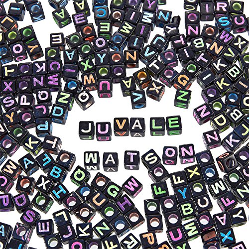 Letter Beads - 1000-Count Alphabet Beads for Kids Jewelry Making, Bracelet, Necklaces, Multicolored Cube Beads, 0.25 x 0.25 x 0.25 Inches