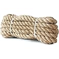 Jute Rope  3/4 In X 100 Ft , 19mm Thick Twisted Manila Ropes Natural Heavy Duty Hemp Rope Swing Bed Crafts Railing Tug War Landscaping Gardening Bundling H - View #8