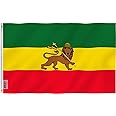 Anley Fly Breeze 3x5 Foot Ethiopia Flag with Lion - Vivid Color and Fade Proof - Canvas Header and Double Stitched - Ethiopian Lion of Judah Flags Polyester with Brass Grommets 3 X 5 Ft