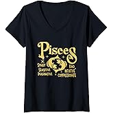 Womens Pisces Zodiac Sign - Pisces Zodiac Birthday V-Neck T-Shirt