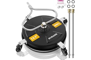 EVEAGE 13.7" Black Pressure Washer Surface Cleaner, Unique Curved Bar Design for Ergonomics, Heavy Duty Pressure Washer Attachment with 4 Wheels, Stainless Steel Housing