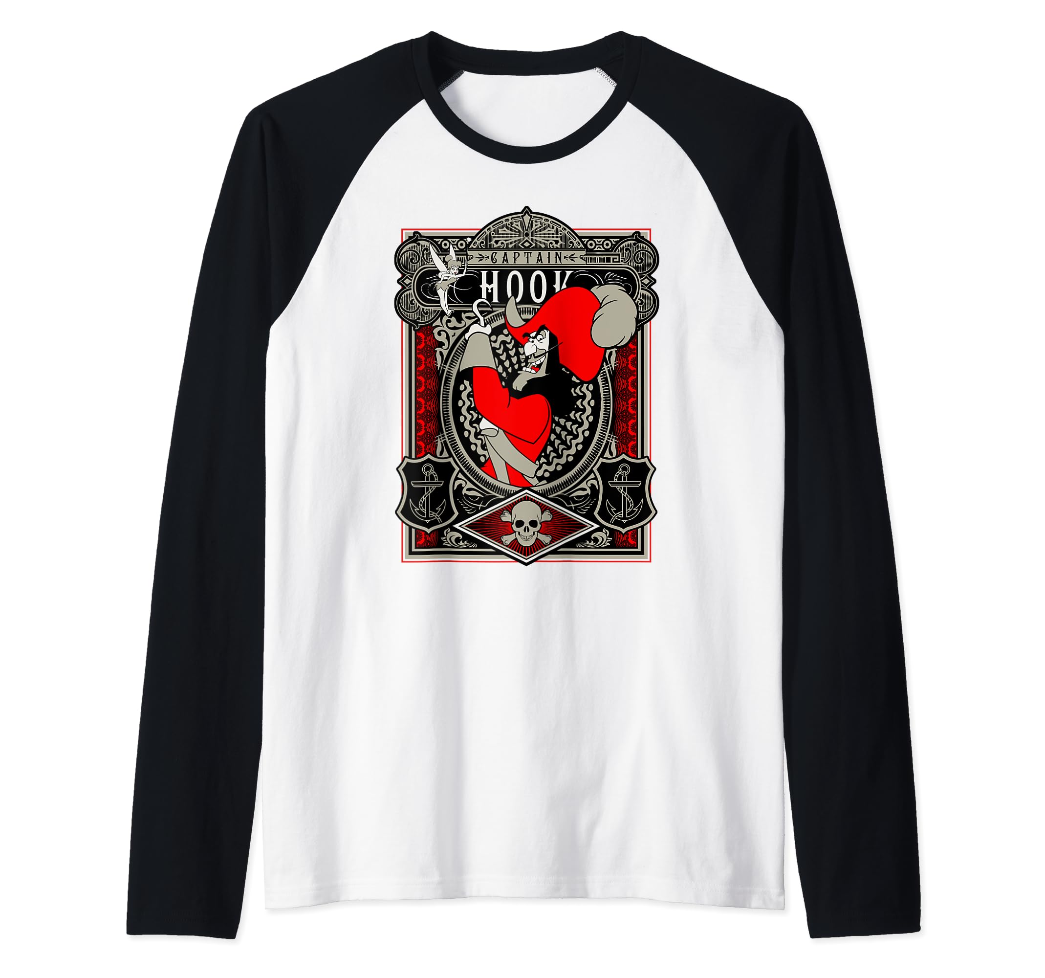 Disney Peter Pan Captain Hook Poster Raglan Baseball Tee