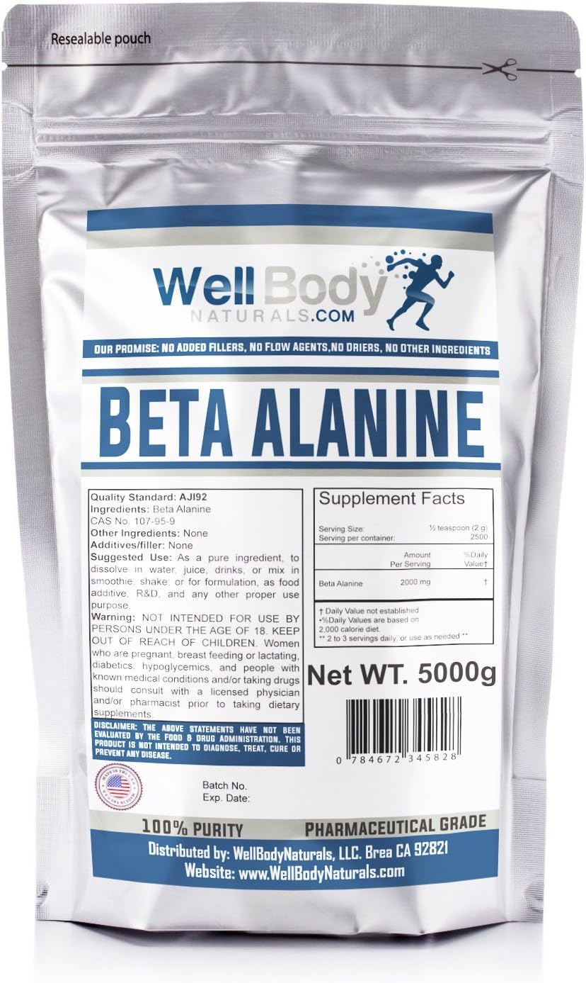 WellBodyNaturals 100% Pure Beta Alanine Powder (5 Kilograms)