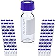 ALWSCI 2ml 9 mm HPLC Clear Autosampler Vial, Borosilicate Sample Vial with Graduation, 9-425 Type Screw Threaded, Blue Screw Cap with Hole, Red PTFE&White Silicone Septa, 100 of Pack